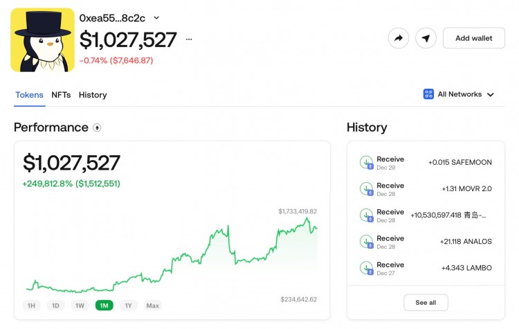 短短5个月内这款加密<a title='注册数字钱包' href='https://okk.meibanla.com/btc/okex.php' target='_blank' class='f_b'>钱包</a>从996美元涨到1026687美元