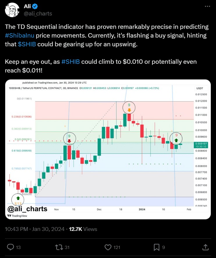 顶级图表专家引用序列指标预测 Shiba Inu (SHIB) 上涨 112,260% 至 0.01