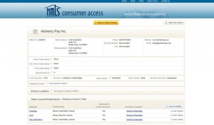 ALCHEMYPAY获得新罕布什尔州MONE的批准